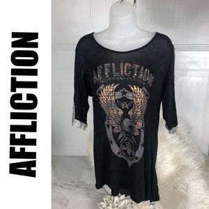 AFFLICTION long sleeve lace T-shirt Size Medium